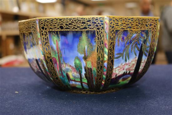 A Wedgwood Fairyland lustre 9 inch octagonal bowl, designed Daisy Makeig-Jones, 22.8cm